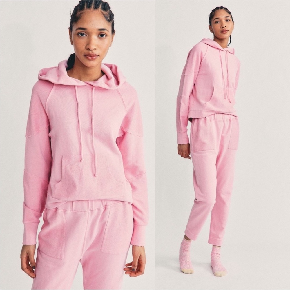 LoveShackfancy Annrosa sugar poppy distressed hoodie pink size large - Picture 10 of 11